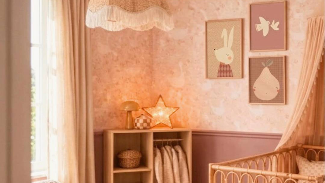 Moodboard: Roze combineren met paars en bruin in de babykamer