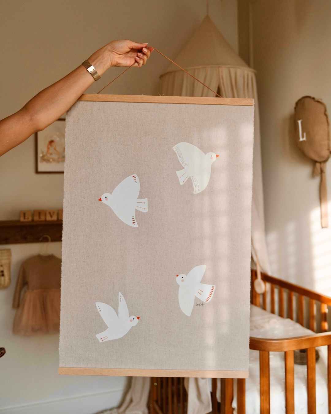 Linnen wanddoeken met illustraties