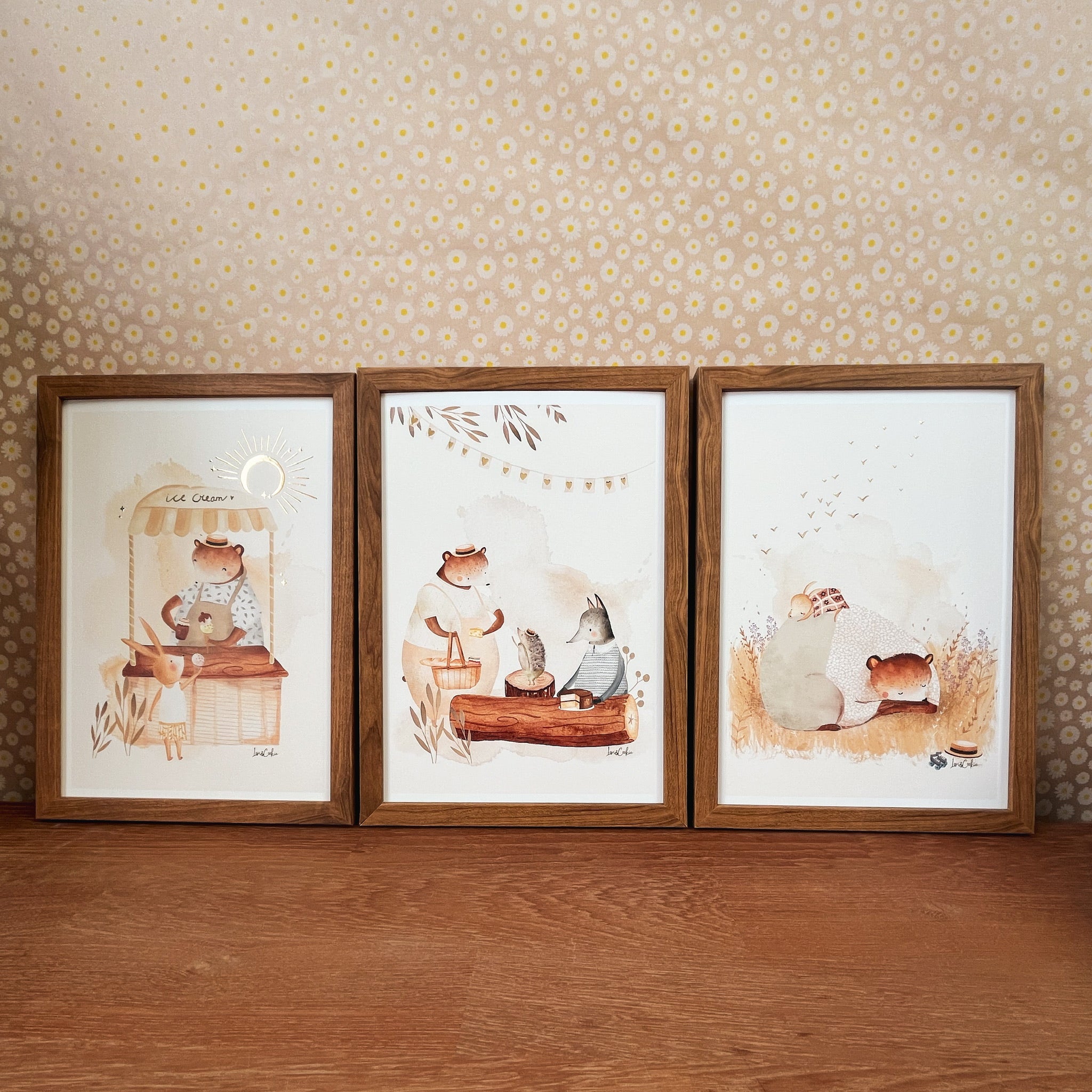 Goudfolie kinderkamer poster set van 3: De Beren set - A3 & A4