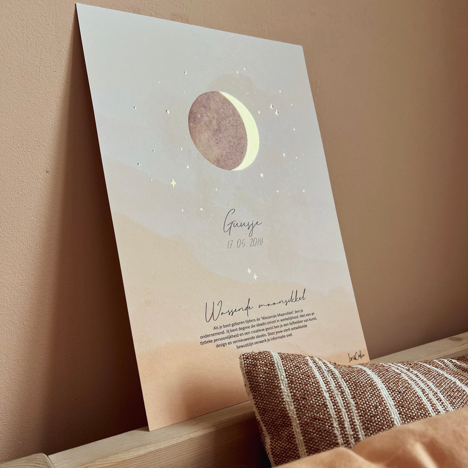 Persoonlijke Geboorte Maanposter - Terra 🌙 - A4 formaat