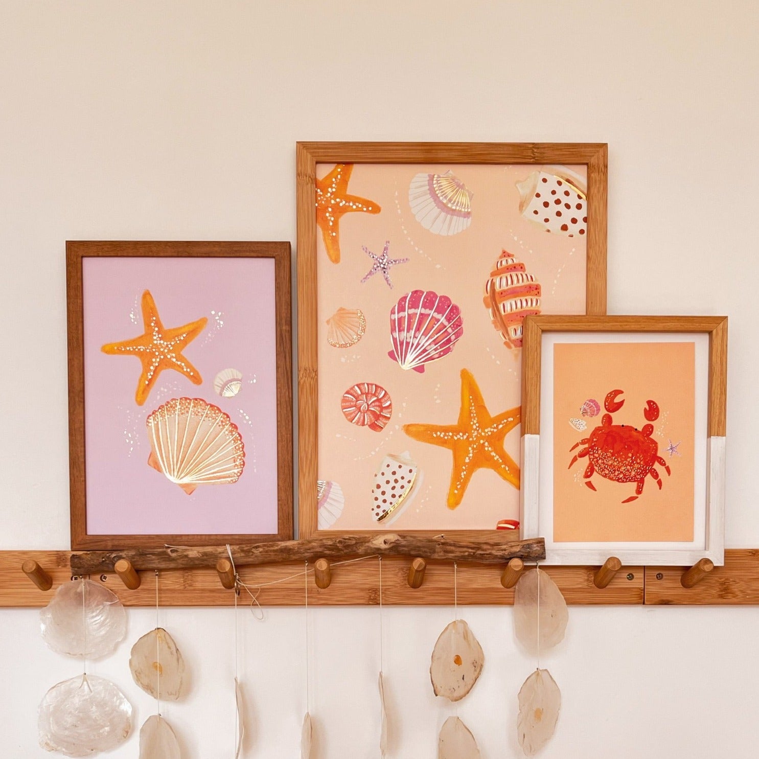 Goudfolie kinderkamer poster - Krabje licht oranje- 15x21 (A5)
