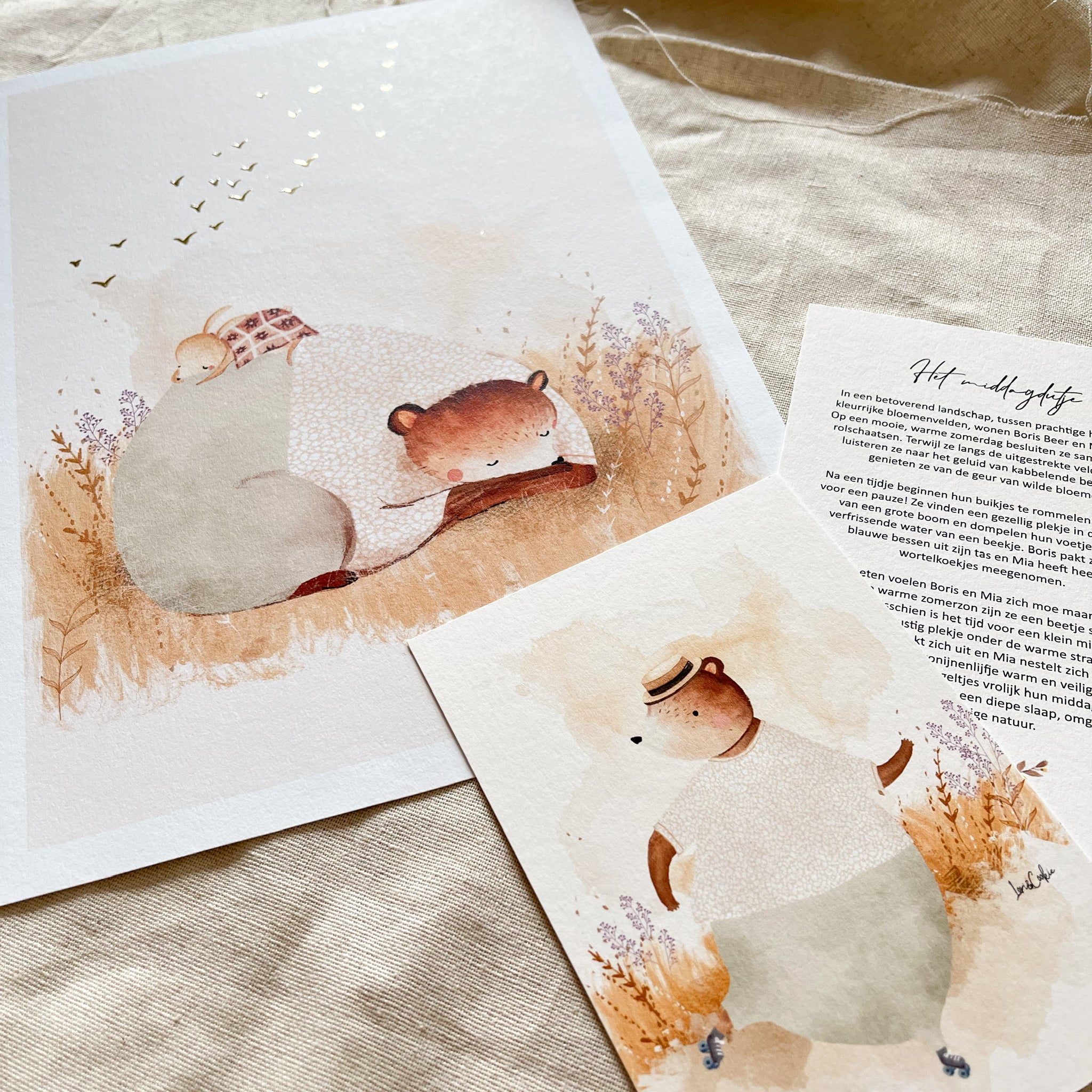 Goudfolie kinderkamer poster set van 3: De Beren set - A3 & A4