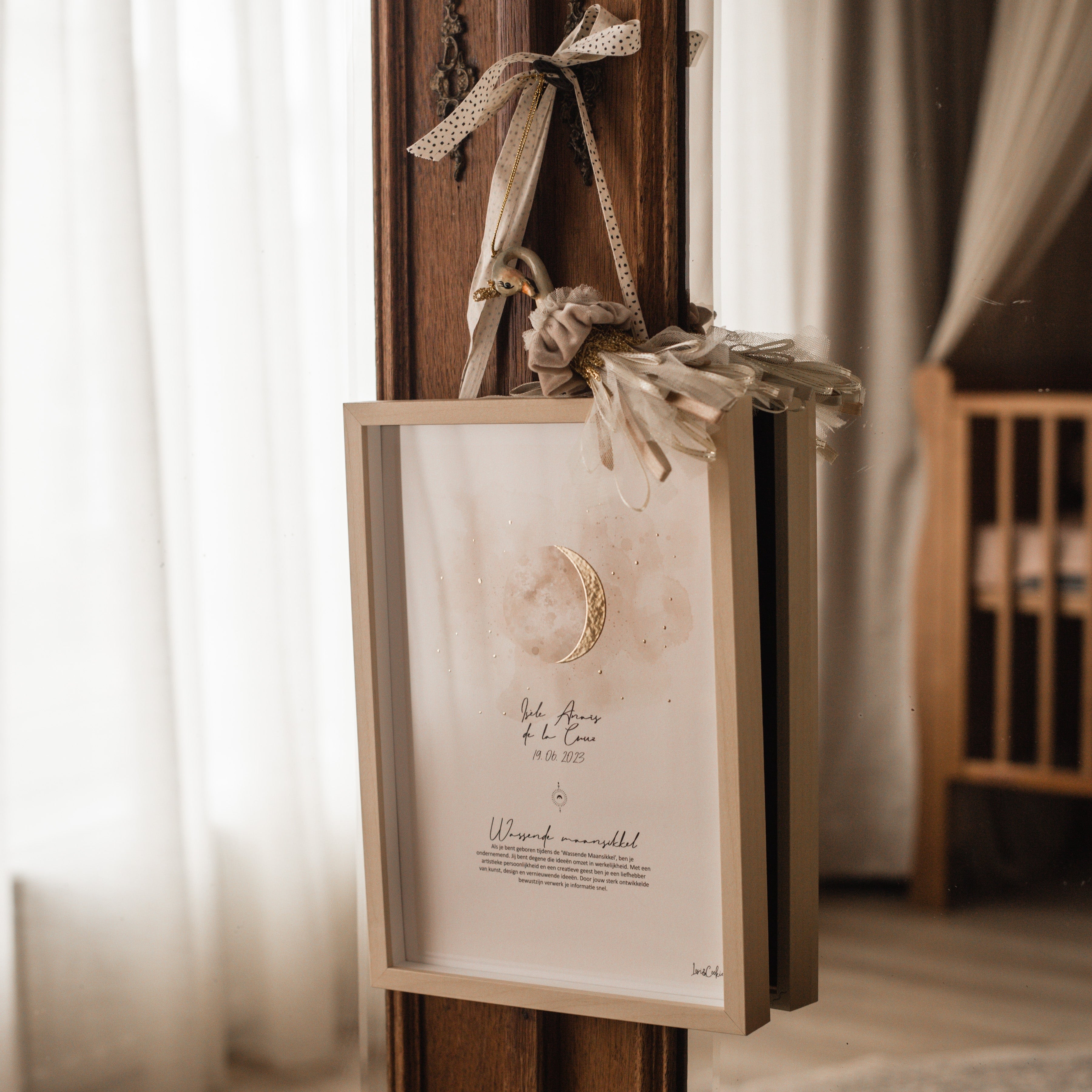 Persoonlijke Geboorte Maanposter - Beige 🌙 - A4