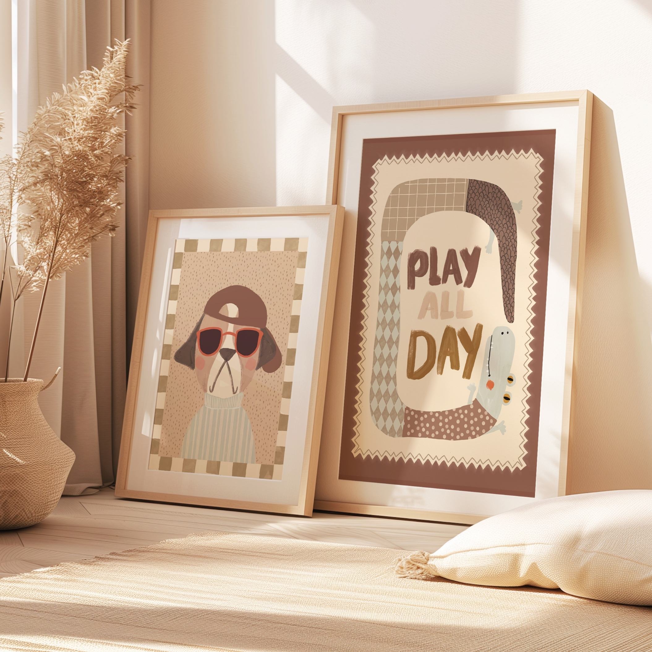 Krokodil poster ingelijst in kinderkamer. In A4 & A3 formaat.