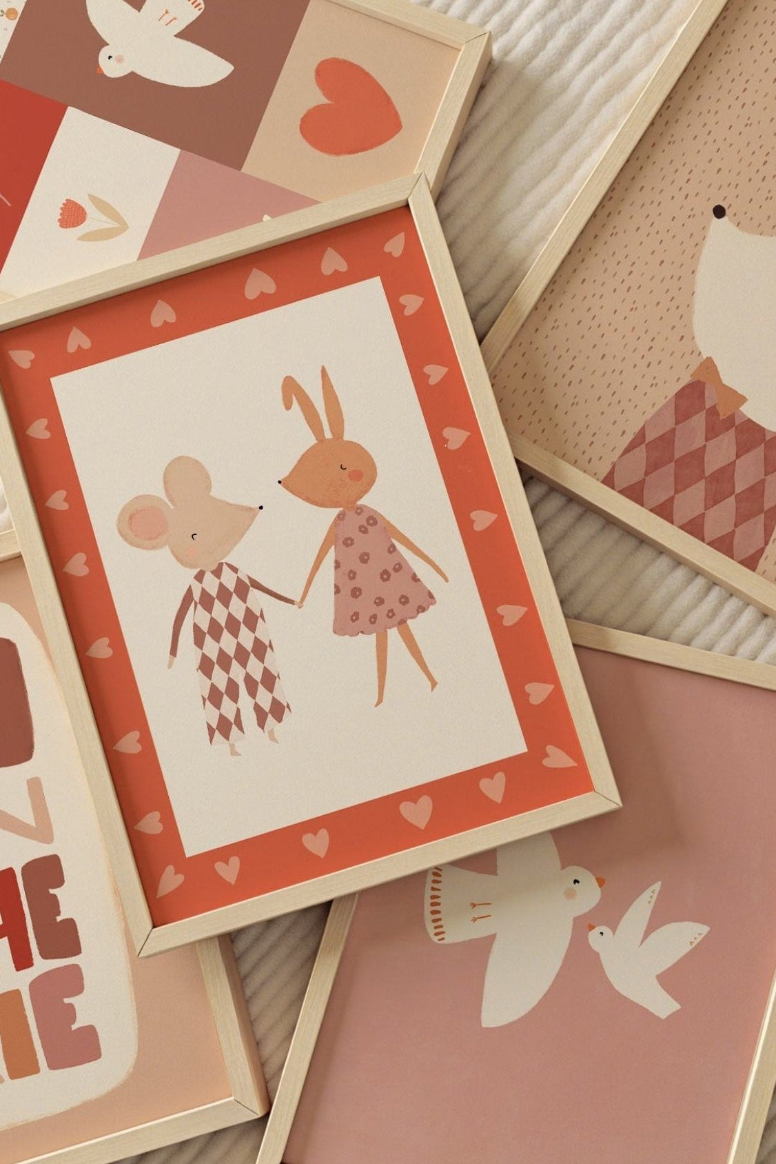 Holi Trends Wanddecoratie set: 5 verschillende vogels, porselein keramiek hangend, woonkamer, kinderkamer, babykamer, slaapkamer, esthetisch, boho, cadeau, Kerstmis (wit-glanzend