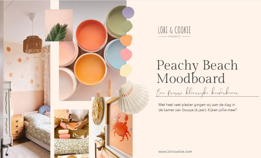 Kinderkamer Styling Moodboard: Vrolijke Meisjeskamer in Lila, Peach en Saliegroen (download)