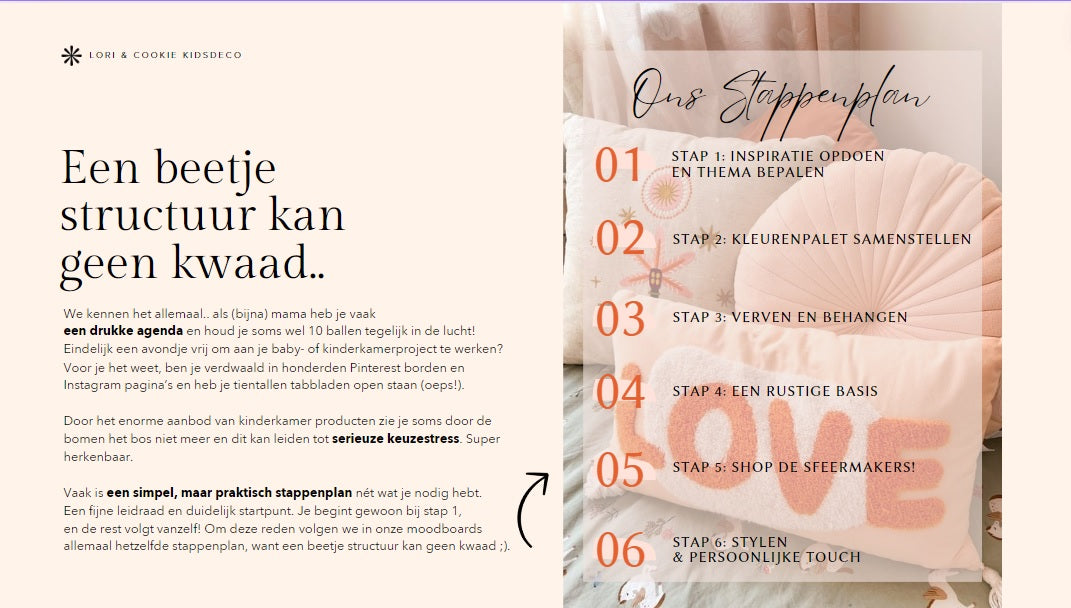 Kinderkamer Styling Moodboard: Vrolijke Meisjeskamer in Lila, Peach en Saliegroen (download)