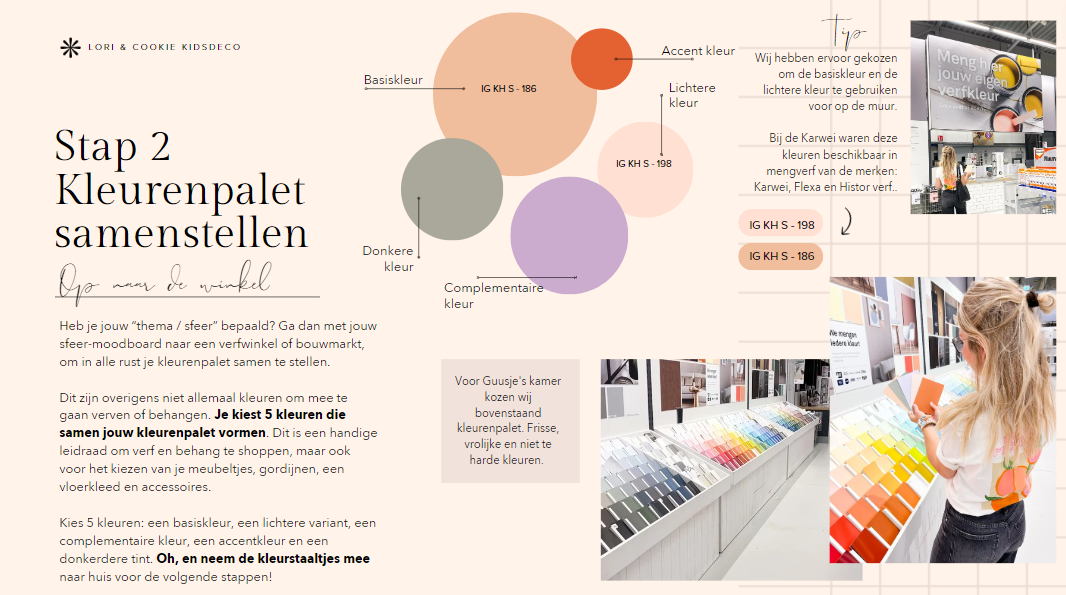 Kinderkamer Styling Moodboard: Vrolijke Meisjeskamer in Lila, Peach en Saliegroen (download)