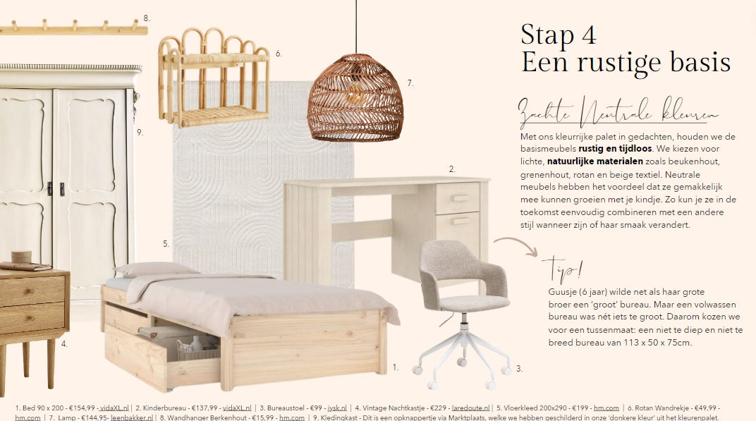 Kinderkamer Styling Moodboard: Vrolijke Meisjeskamer in Lila, Peach en Saliegroen (download)