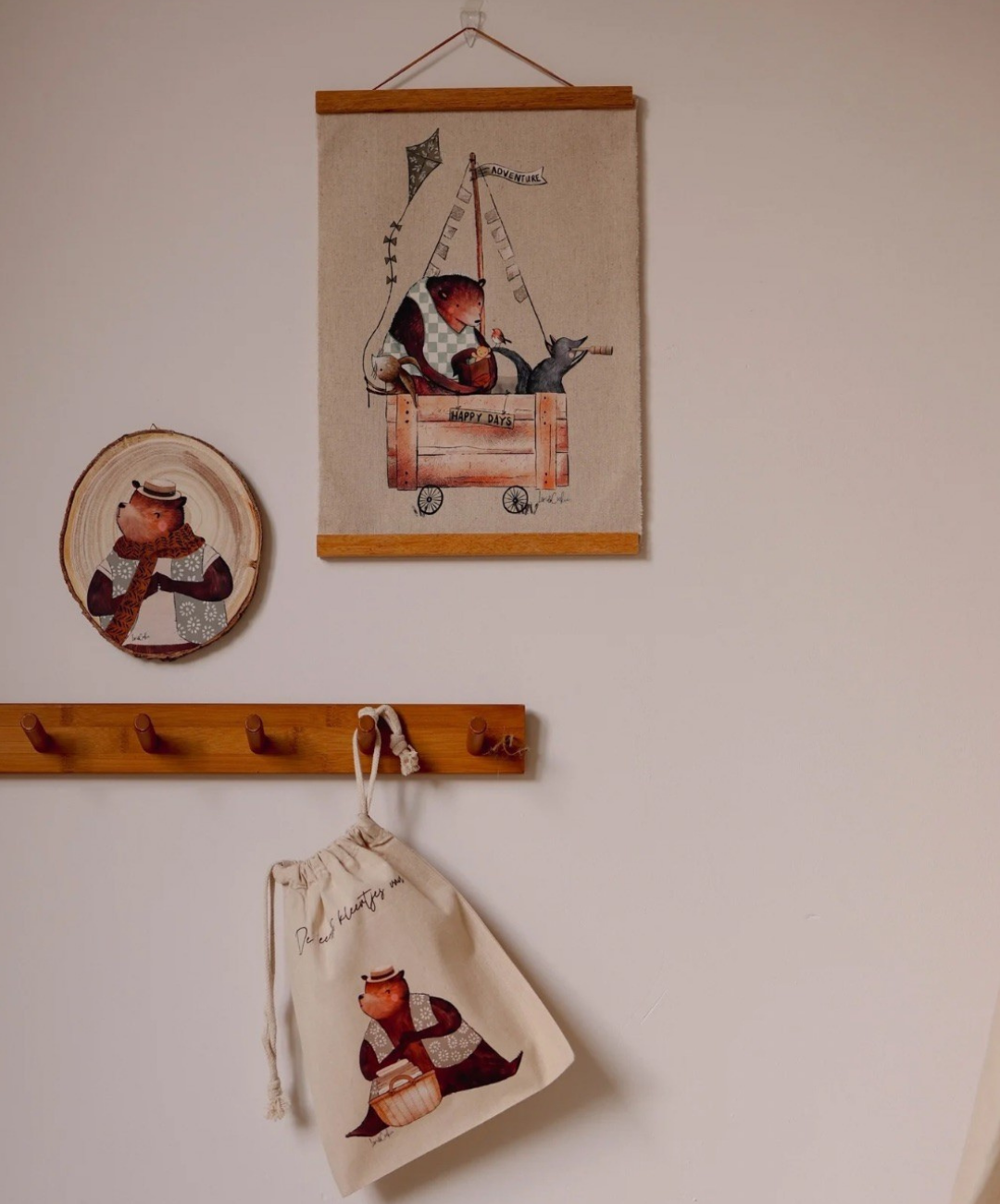 XL Bewaarzakje "mijn eerste kleertjes" - met illustratie - stevig katoen