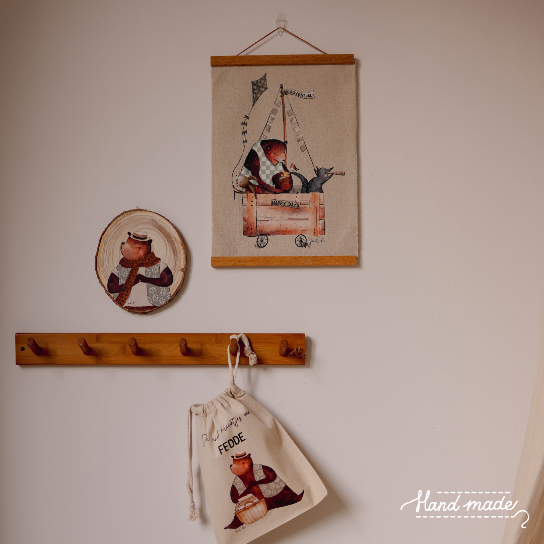 XL Kinderkamer Wandkleed Bosdieren - linnen/katoen - 30x40cm