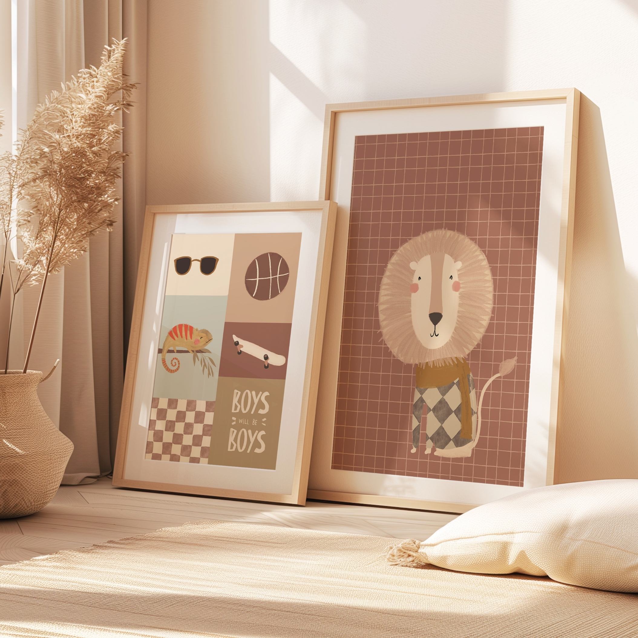 Poster van Meneer Leeuw ingelijst in kinderkamer. In A4 &  A3 formaat.
