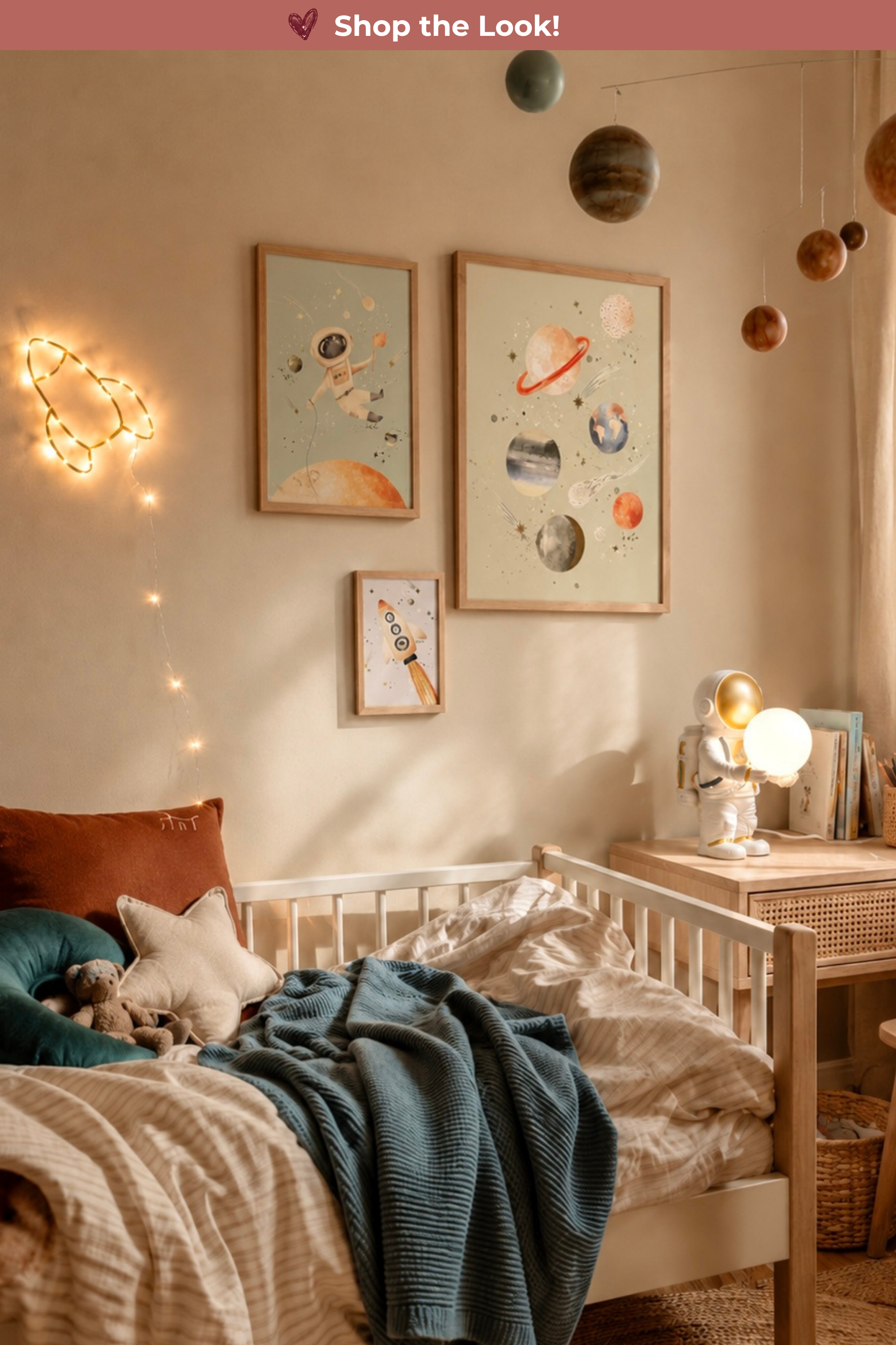 Goudfolie kinderkamer poster - Raket 15x21cm (A5)