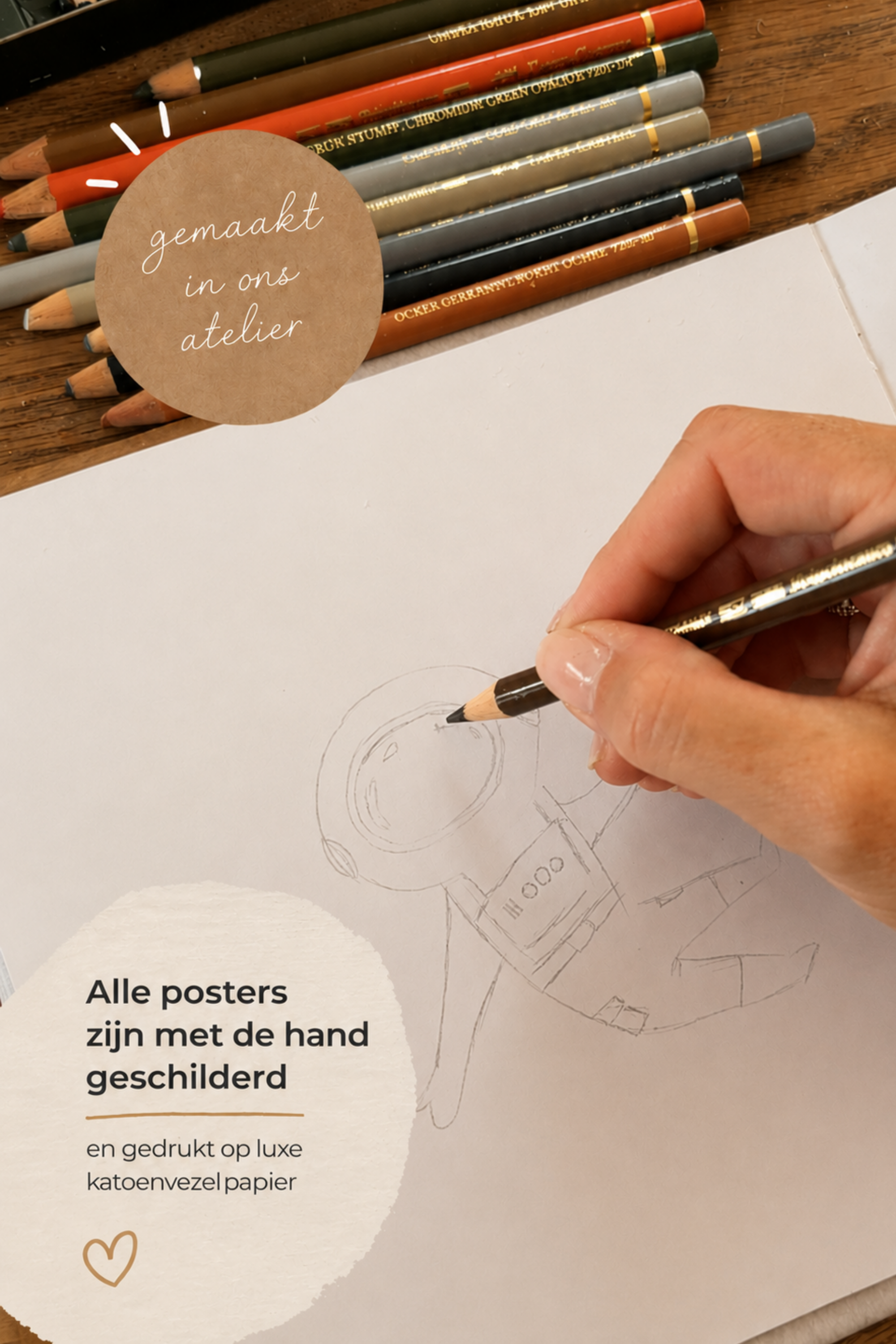 Goudfolie kinderkamer poster - Raket 15x21cm (A5)