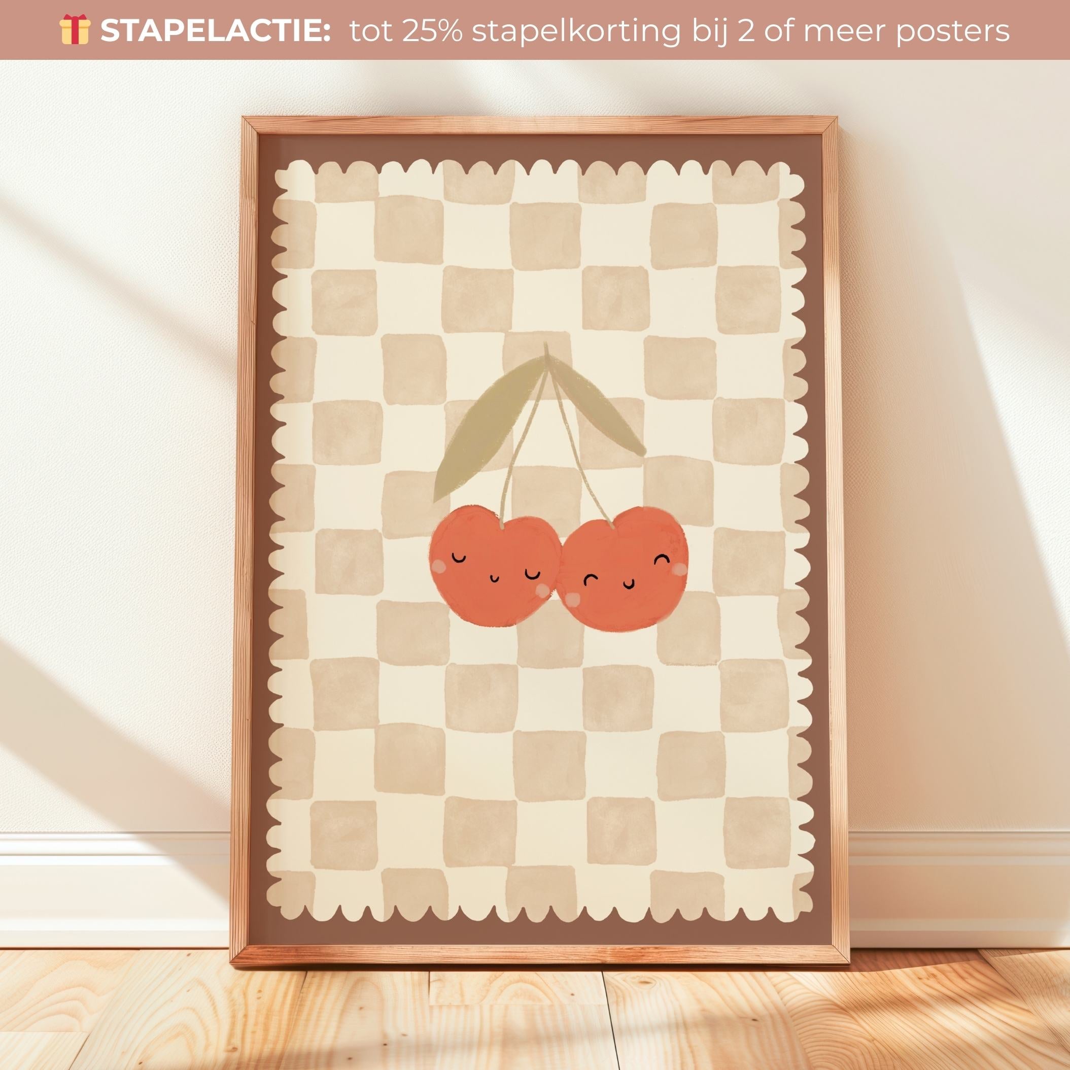 Handgeschilderde Kinderkamer Poster - Blije Kersen